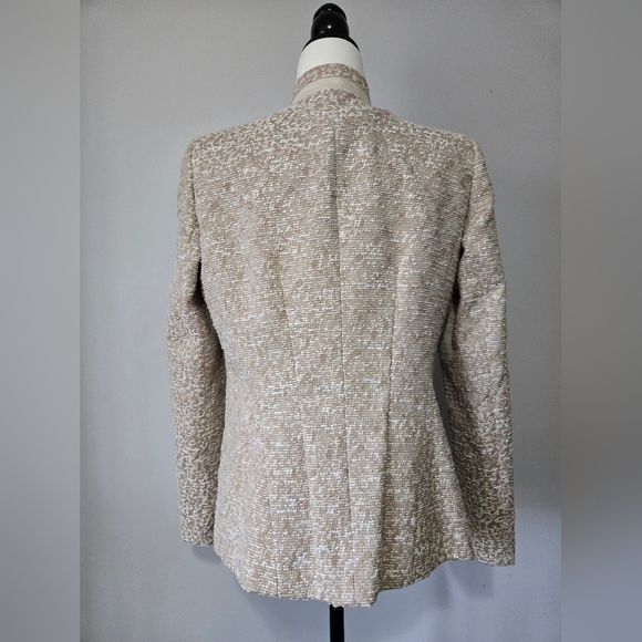 LAFAYETTE 148 Tan And Cream Knit Tweed Blazer. Size 8 - Picture 6 of 14